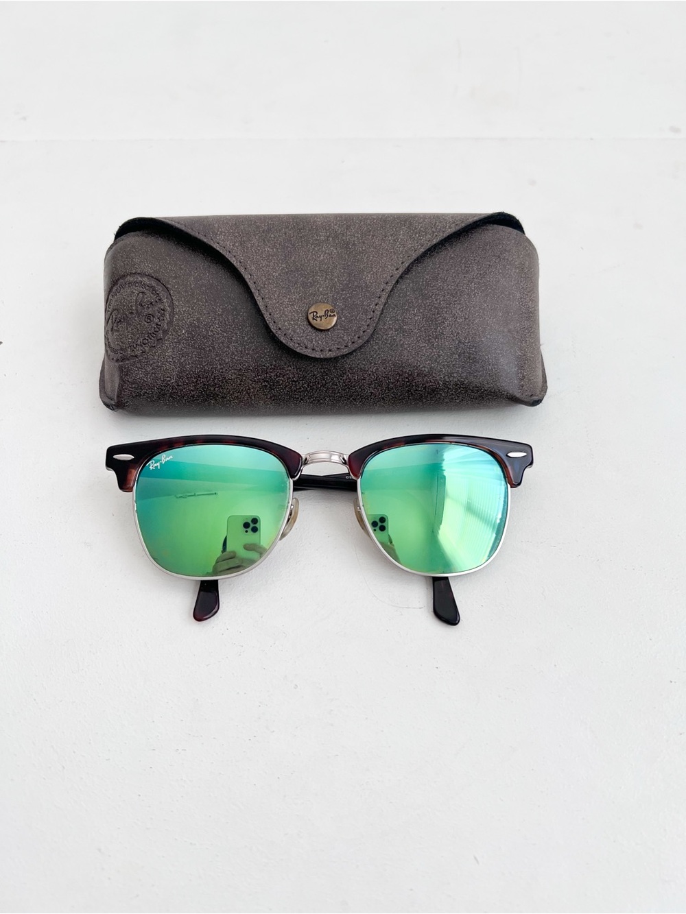 Ray-Ban Clubmaster Sunglasses with Green Mirror Lens